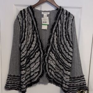 Modern Chic Gray and Black Cardigan Sweater